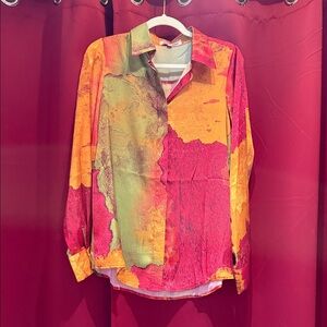 Andrea Iyamah Vibrant Red and Orange women’s blouse